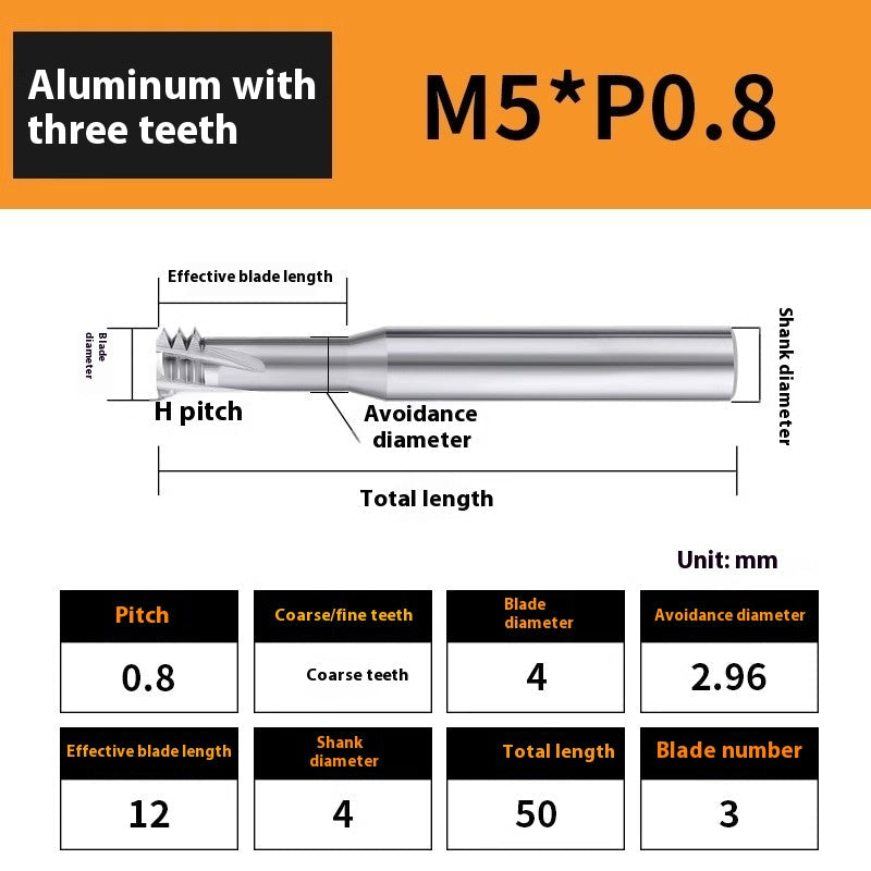 2135-65° aluminum with colorful thread milling cutter lengthened single tooth three-tooth full thread machining center tungsten carbide milling cutter M3M4M5 Shandong Denso Pricision Tools Co.,Ltd.